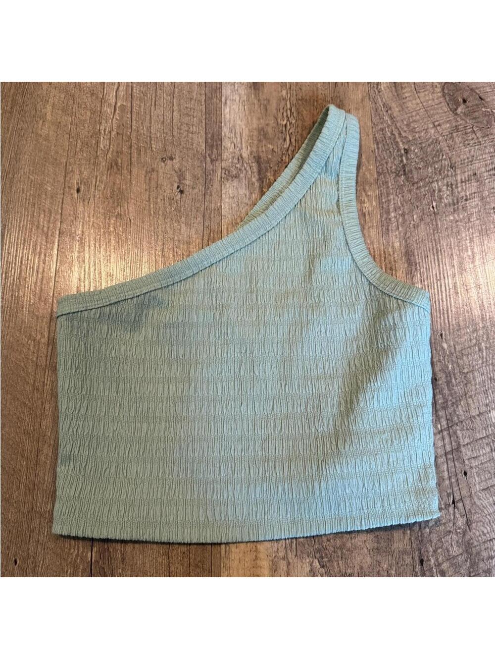 American Eagle Green One Shoulder Tank Top Medium